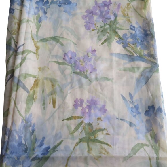 WestPoint Stevens Window Treatment Scarf Sheer Beige Blue Purple Floral 60"x144" - Picture 7 of 8